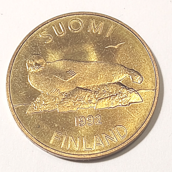FINLAND* Republic * 5  markkaa *  1992 typ.II  * aluminium bronze * Cond. unc*RARE