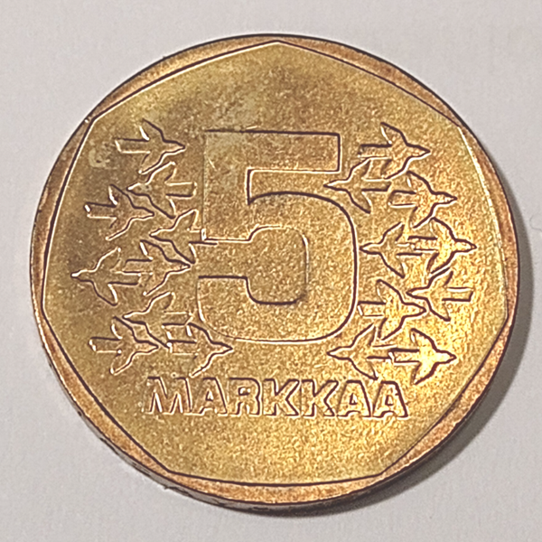 FINLAND* Republic * 5  markkaa *  1976  * aluminium bronze * Cond. unc*