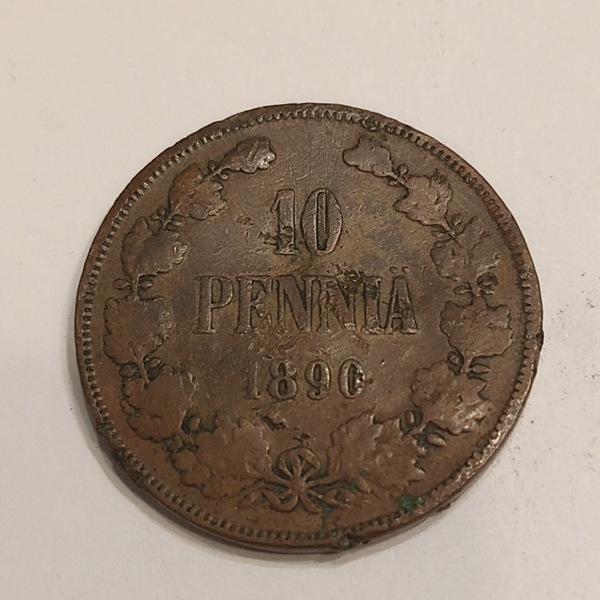 FINLAND * 10 PENNIÄ * 1890* Copper *Cond. 1/1 +  *Grand Duchy,Empire Alexander III*