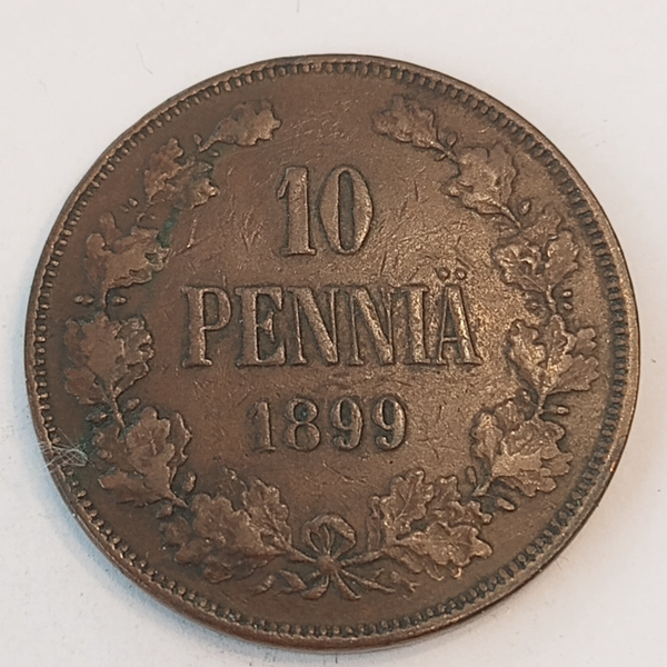 FINLAND * 10 PENNIÄ * 1899* Copper *Cond. 1+  *Grand Duchy,Empire Nikolaj  II*