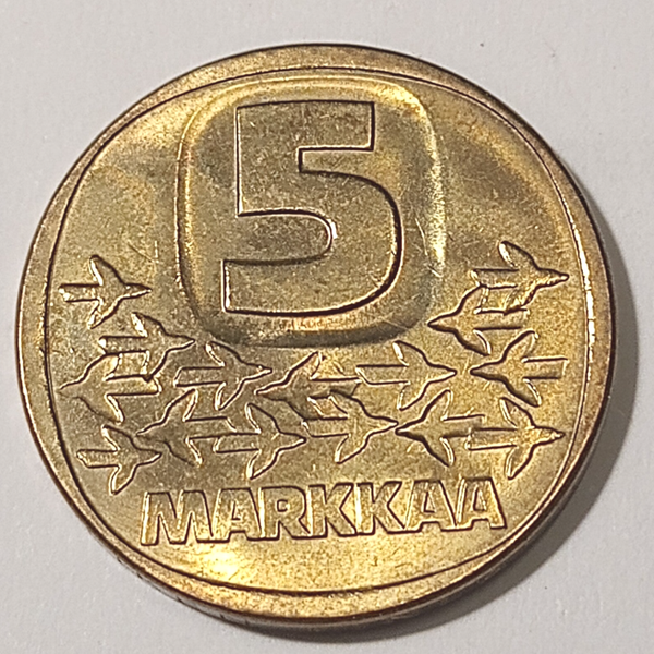 FINLAND* Republic * 5  markkaa *  1984   * aluminium bronze * Cond. unc*