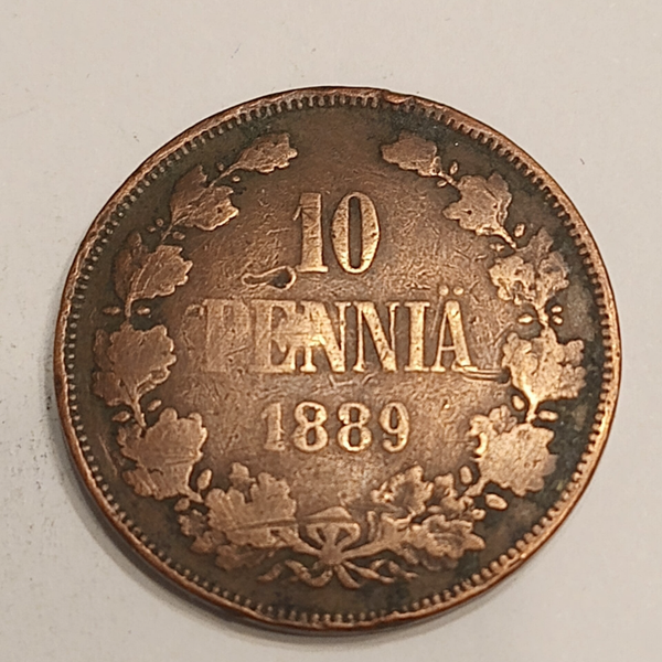 FINLAND * 10 PENNIÄ * 1889* Copper *Cond. 1/1 +  *Grand Duchy,Empire Alexander III*