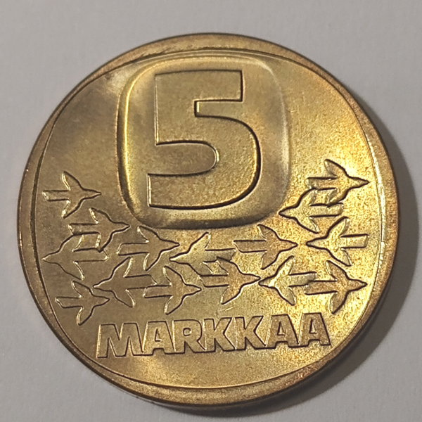 FINLAND* Republic * 5  markkaa *  1982  * aluminium bronze * Cond. unc*