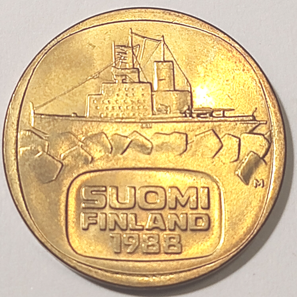 FINLAND* Republic * 5  markkaa *  1988  * aluminium bronze * Cond. unc*