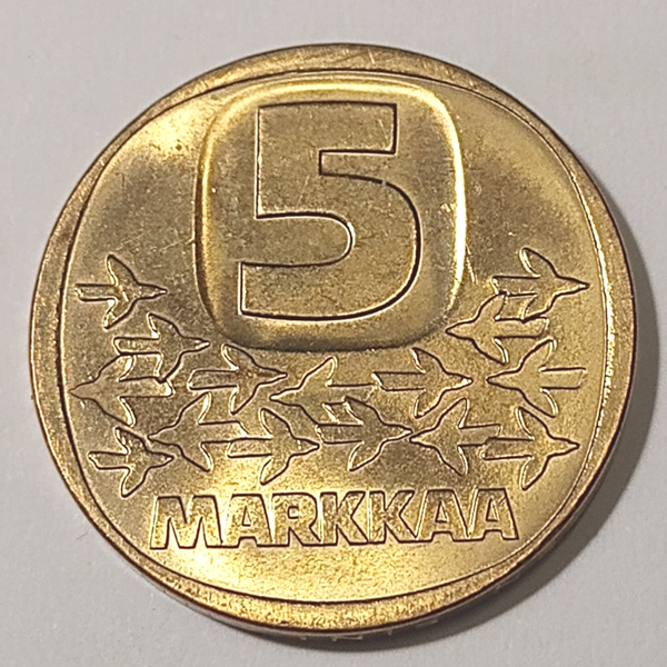 FINLAND* Republic * 5  markkaa *  1986   * aluminium bronze * Cond. unc*