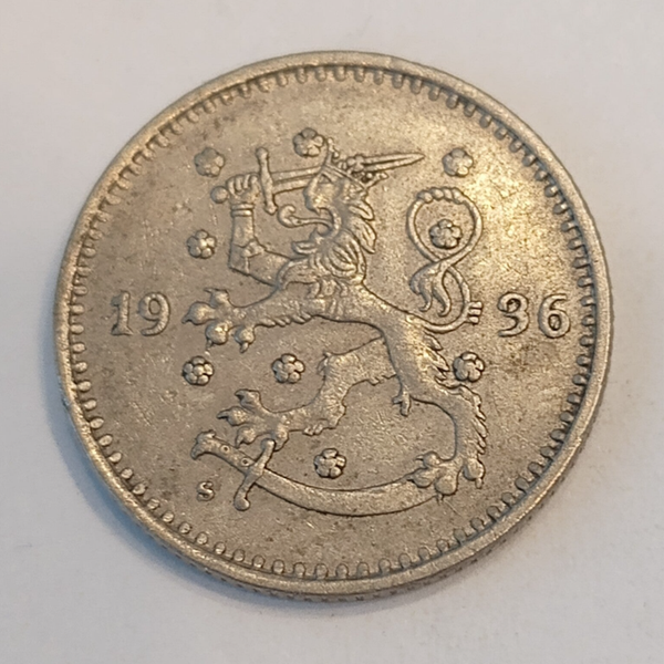 FINLAND* Republic * 1 markkaa * 1936  * Copper nickel * Cond. 1+ *RAREST
