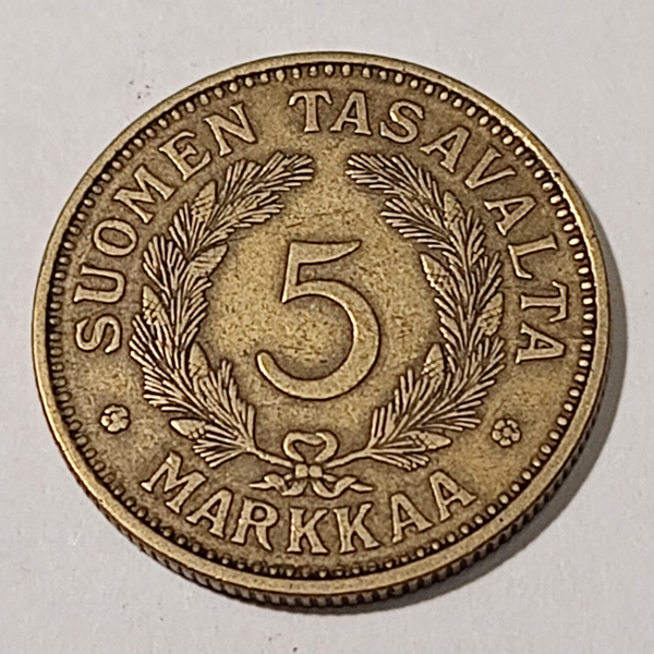 FINLAND* Republic * 5 markkaa *  1933  * Aluminium bronze * Cond. 1+ *RARE