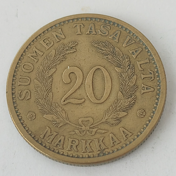 FINLAND* Republic * 20 markkaa *1934  * Aluminium bronze * Cond. 1+ *