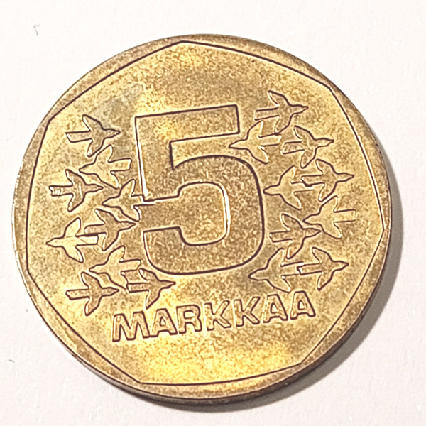 FINLAND* Republic * 5  markkaa *  1977  * aluminium bronze * Cond. unc*