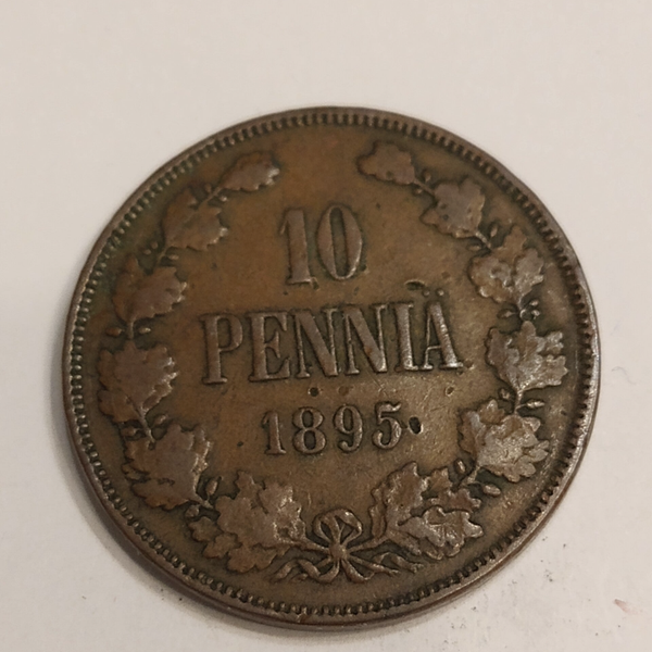 FINLAND * 10 PENNIÄ * 1895* Copper *Cond. 1+/1 +  *Grand Duchy,Empire Nikolaj  II*