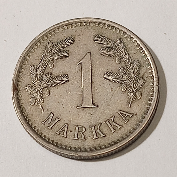 FINLAND* Republic * 1 markkaa *1922  * Copper nickel * Cond. 1+ *