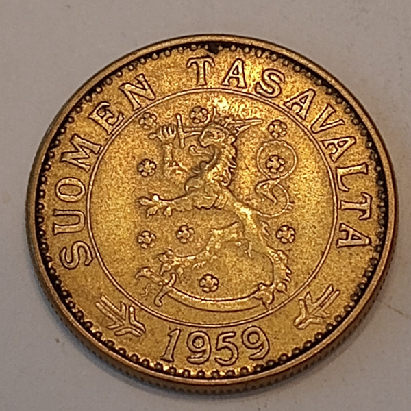 FINLAND* Republic * 20 markkaa *  1959   * Aluminium bronze * Cond. 1+ *