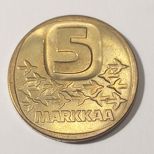 FINLAND* Republic * 5  markkaa *  1983N  * aluminium bronze * Cond. unc*