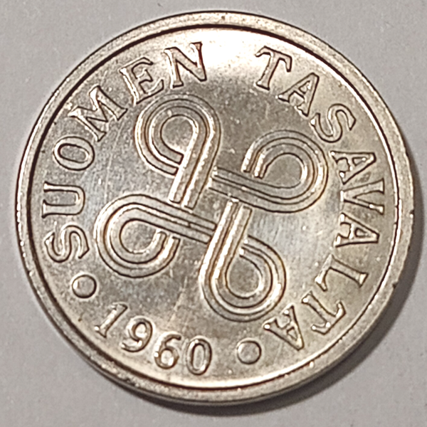 FINLAND* Republic * 5 markkaa *  1960  *Nickel plated Iron* Cond. UNC*