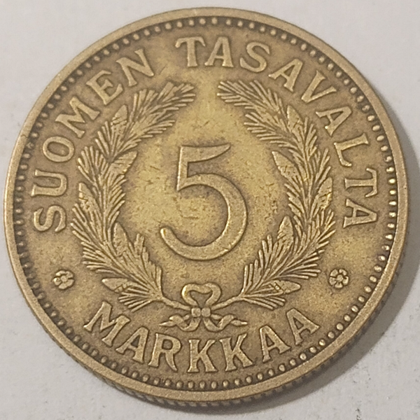 FINLAND* Republic * 5 markkaa *  1930  * Aluminium bronze * Cond. 1+ *