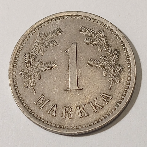FINLAND* Republic * 1 markkaa *1921  * Copper nickel * Cond. 1+ *