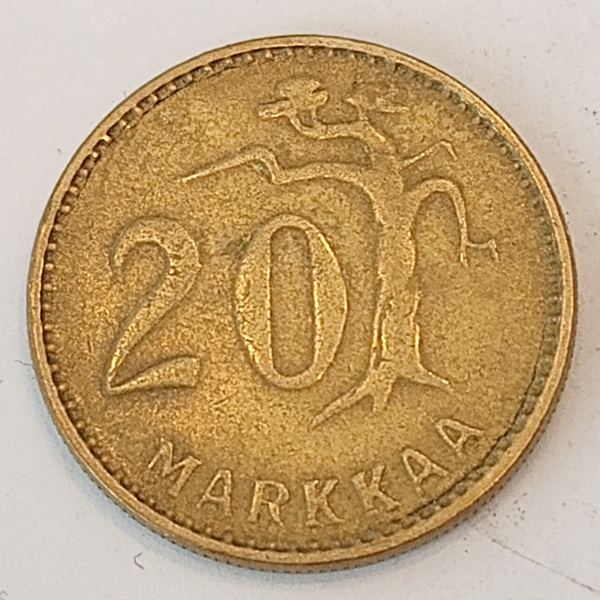 FINLAND* Republic * 20 markkaa *  1953   * Aluminium bronze * Cond. 1+ *