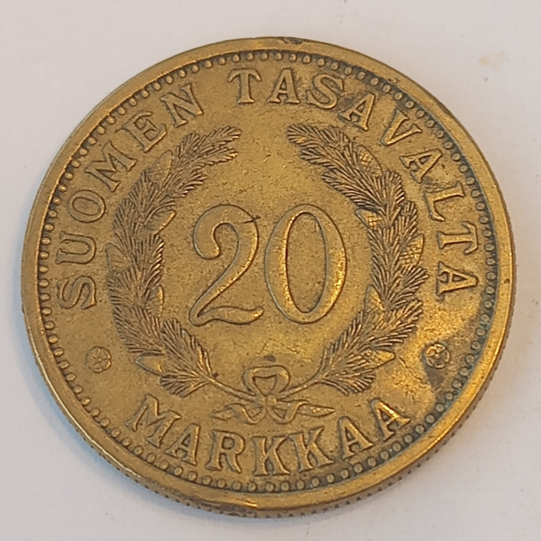 FINLAND* Republic * 20 markkaa *  1935   * Aluminium bronze * Cond. 1+ *