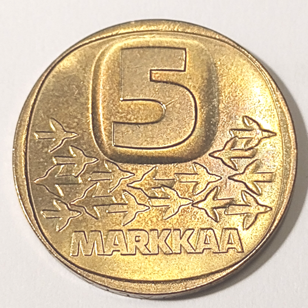 FINLAND* Republic * 5  markkaa *  1980  * aluminium bronze * Cond. unc*