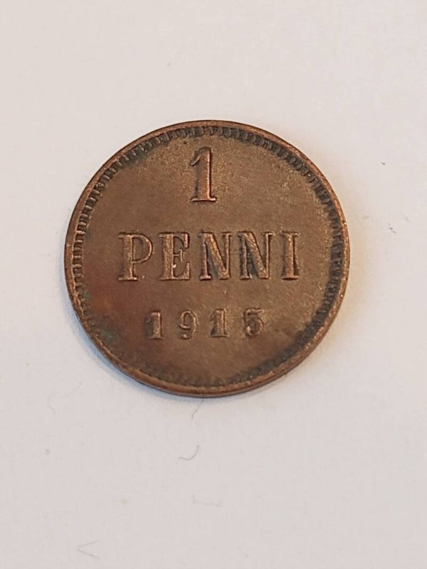 FINLAND *1 PENNI * 1915 * Copper *Cond. 1+  *  Empire Nikolaj  II