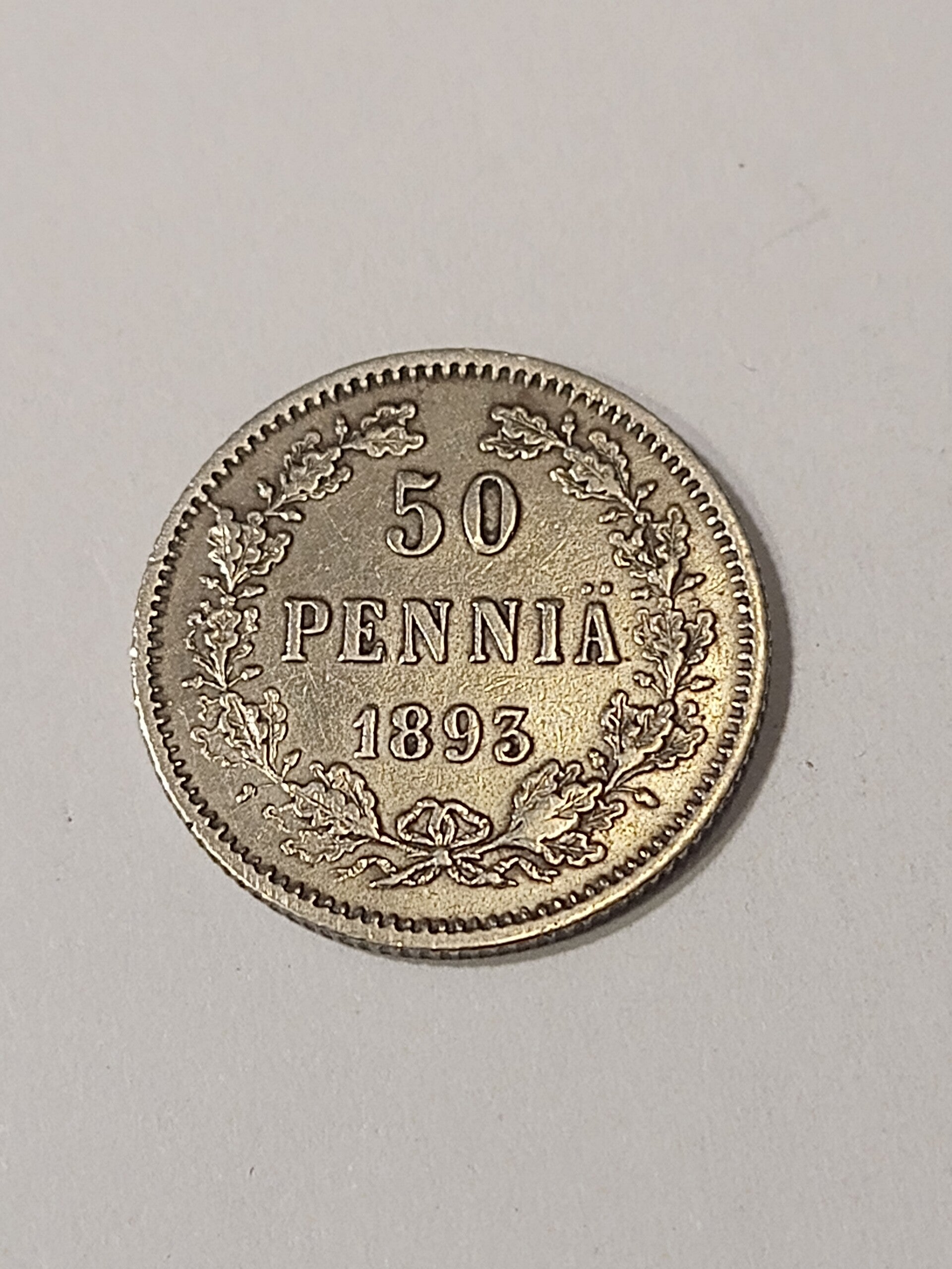 FINLAND *50 penniä  1893  * Silver *Cond.1+  *Empire Alexander III