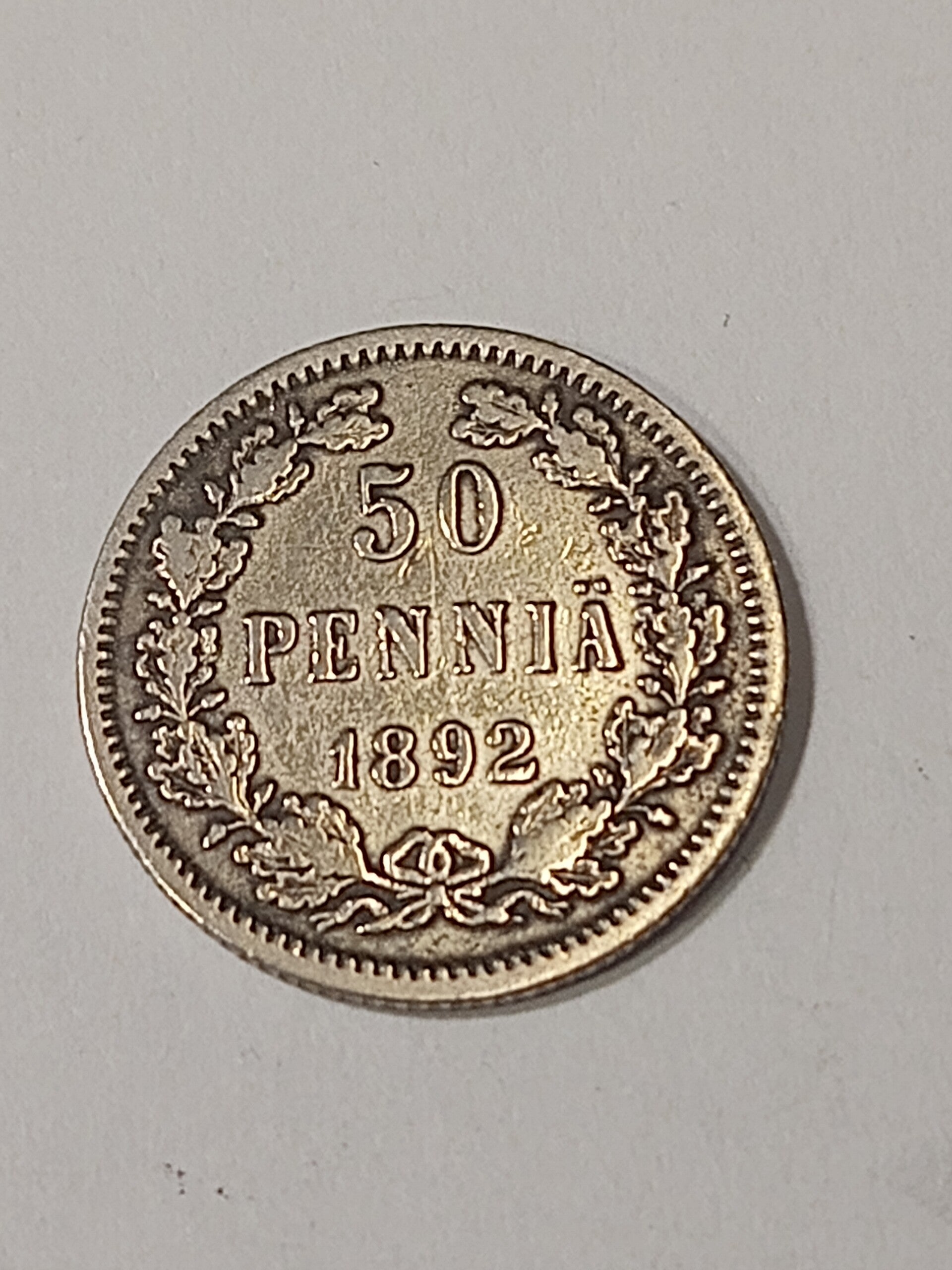 FINLAND *50 penniä  1892  * Silver *Cond.1+  *Empire Alexander III