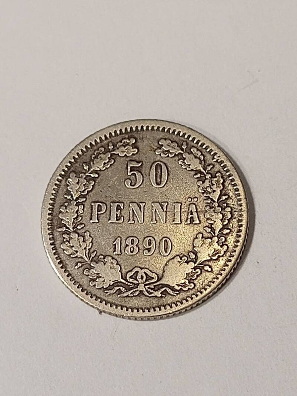FINLAND *50 penniä  1890  * Silver *Cond.1+  *Empire Alexander III