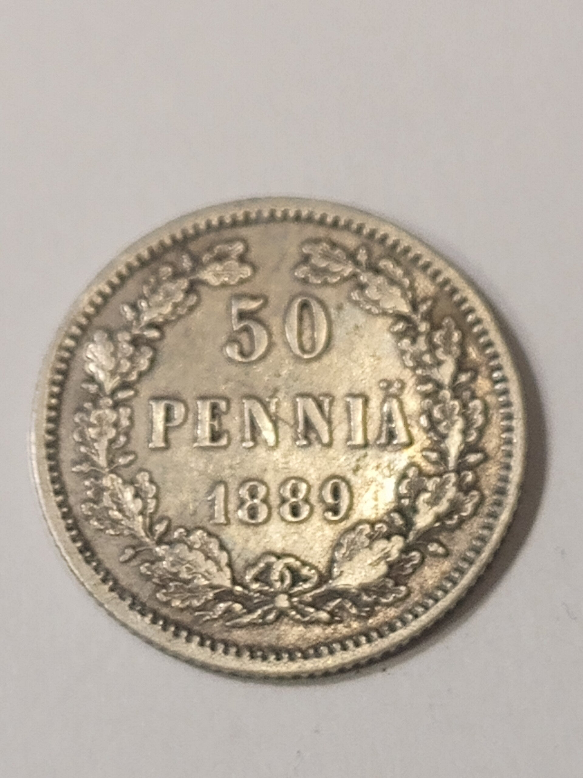 FINLAND *50 penniä  1889  * Silver *Cond.1+  *Empire Alexander III
