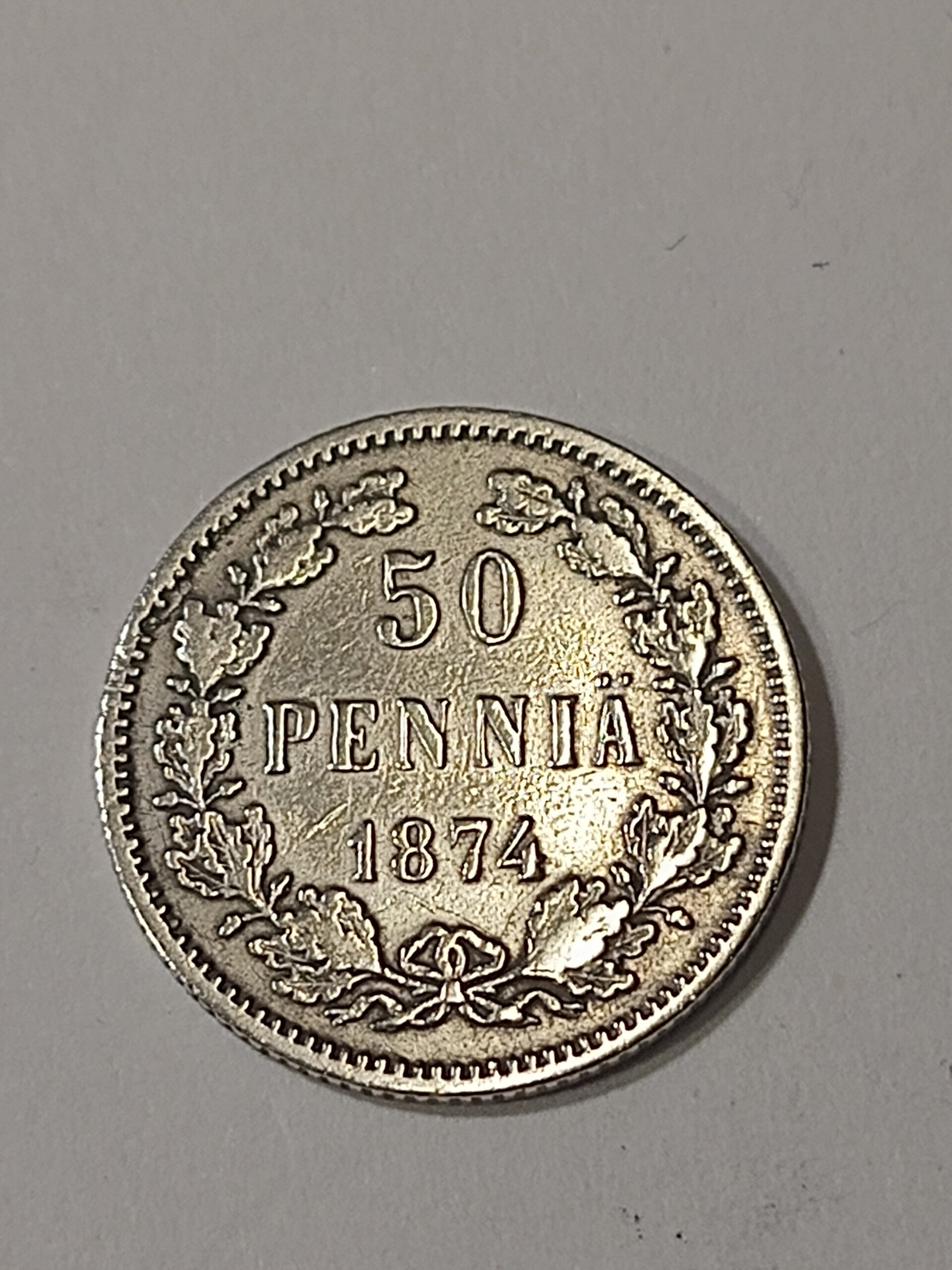 FINLAND *50 penniä  1874 * Silver *Cond.1+  *Empire Alexander II