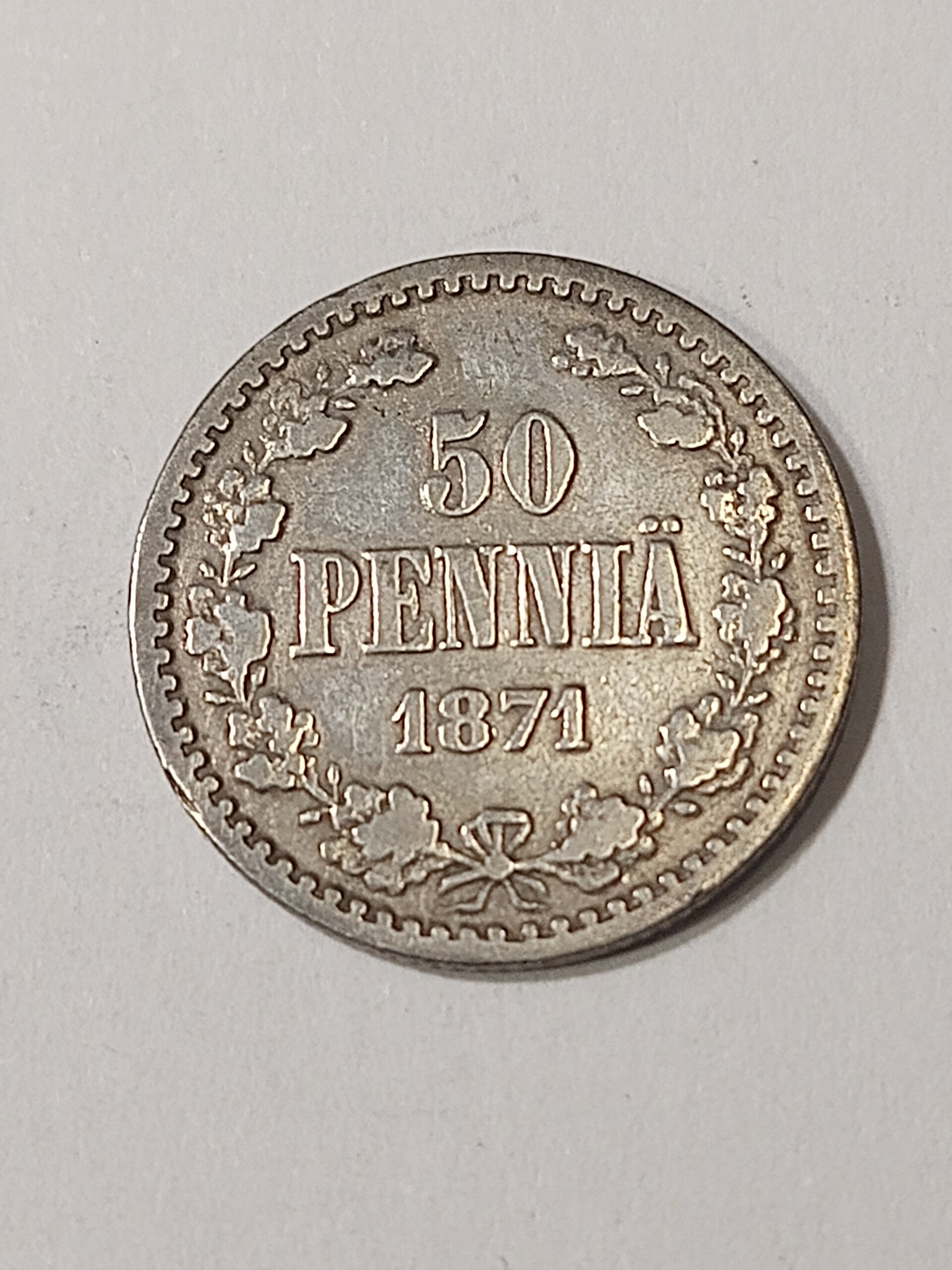 FINLAND *50 penniä  1871 * Silver *Cond.1+/1  *Empire Alexander II