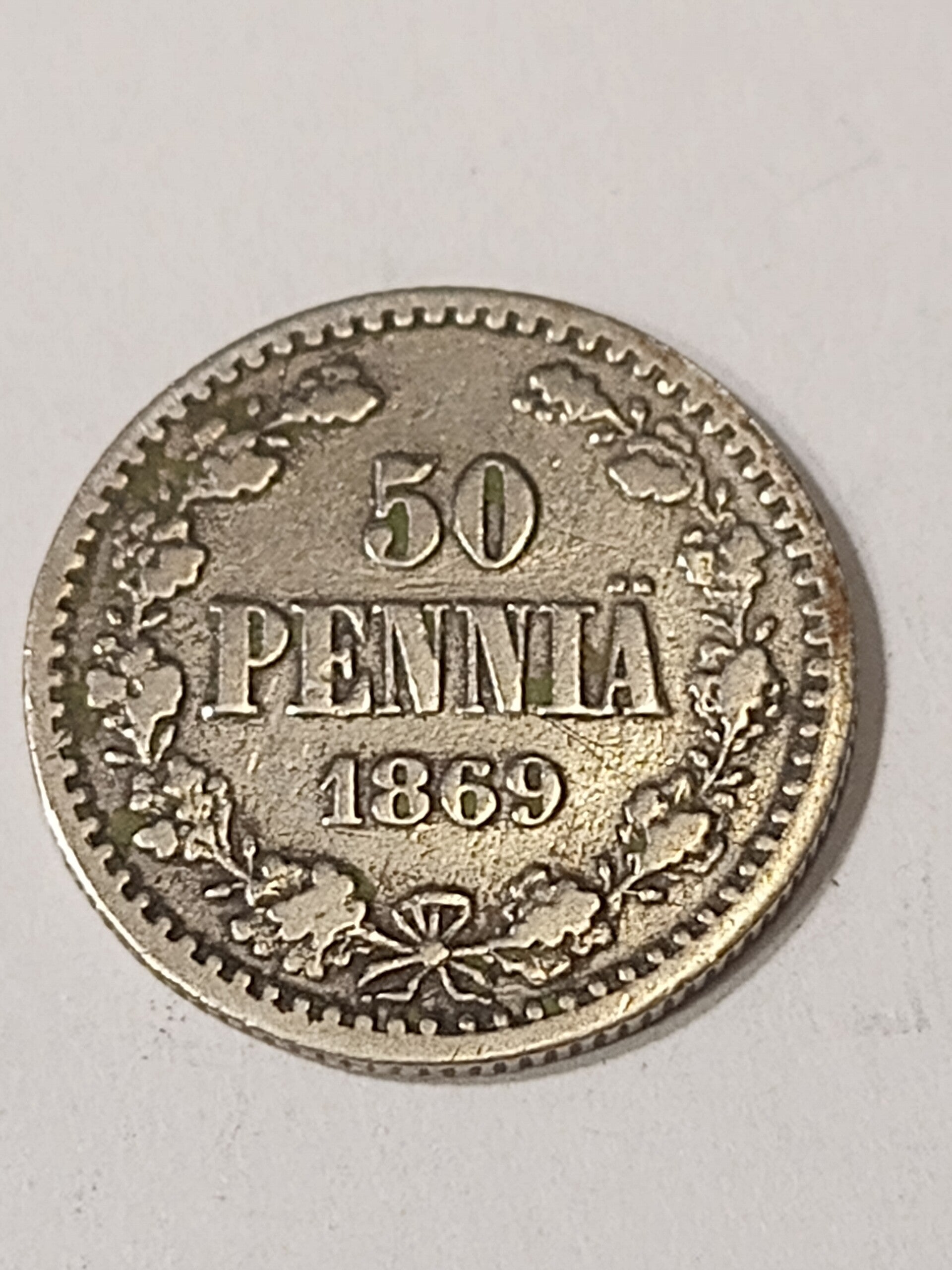 FINLAND *50 penniä  1869 * Silver *Cond.1+/1  *Empire Alexander II