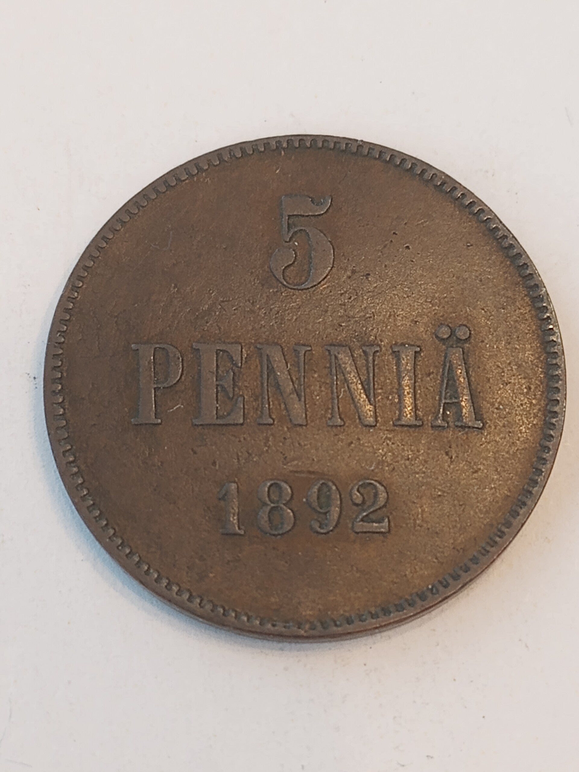 FINLAND * 5 PENNIÄ * 1892 * Copper *Cond. 1 +/ 1*Grand Duchy / Empire Alexander III