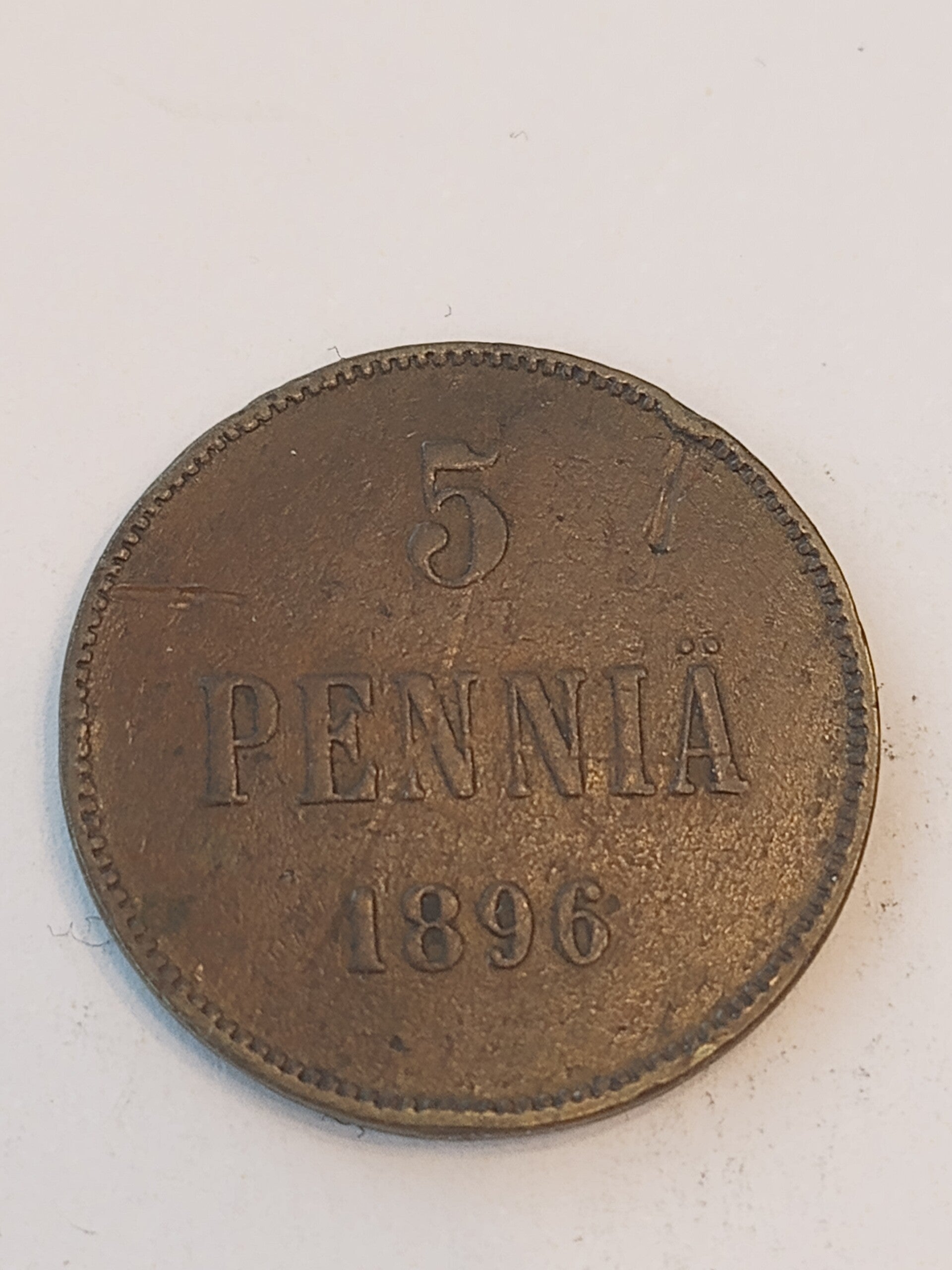 FINLAND * 5 PENNIÄ * 1896 * Copper *Cond. 1 +/ 1*Grand Duchy / Empire Nikolaj  II