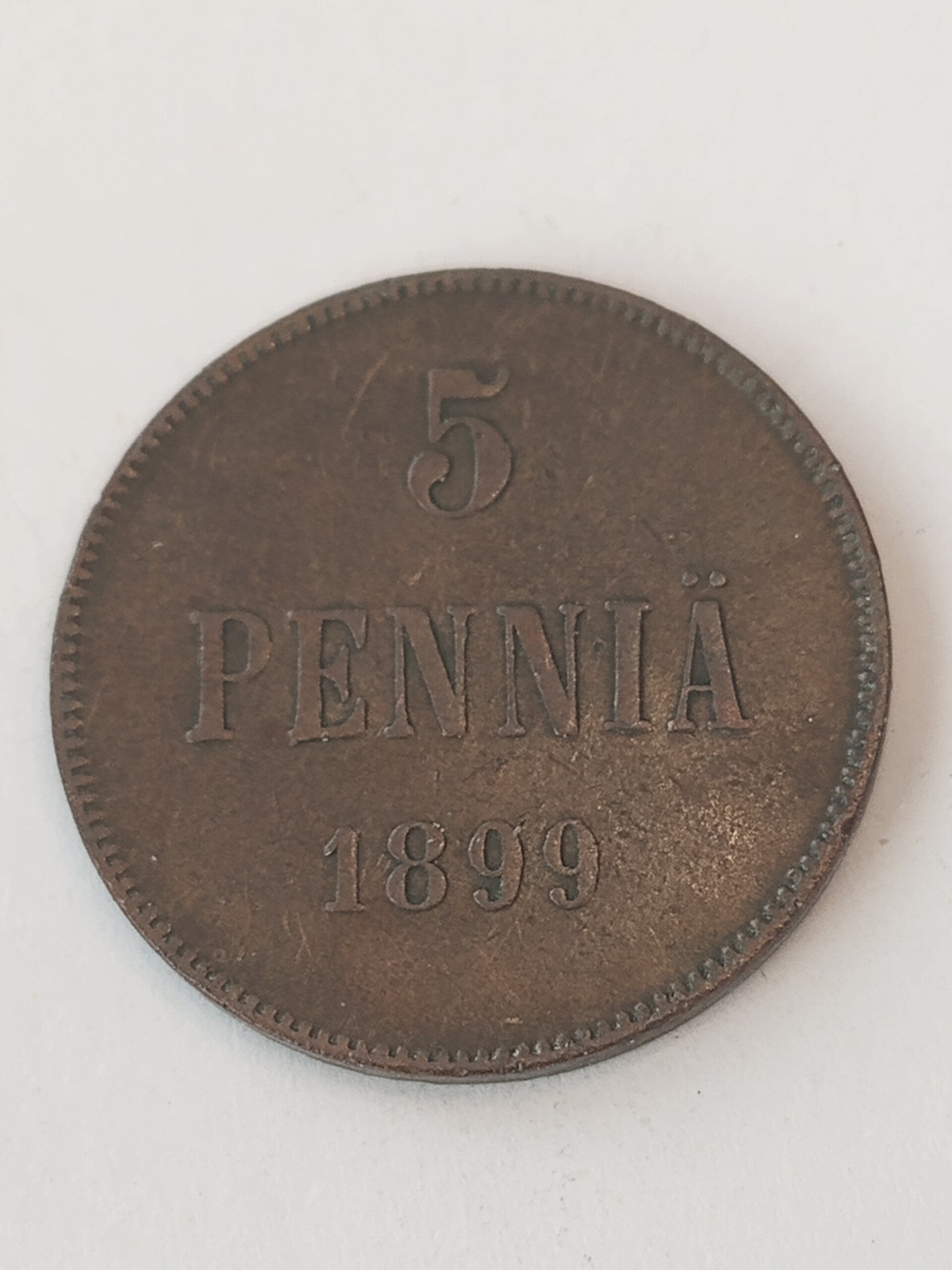 FINLAND * 5 PENNIÄ * 1899 * Copper *Cond. 1 +  *Grand Duchy / Empire Nikolaj  II