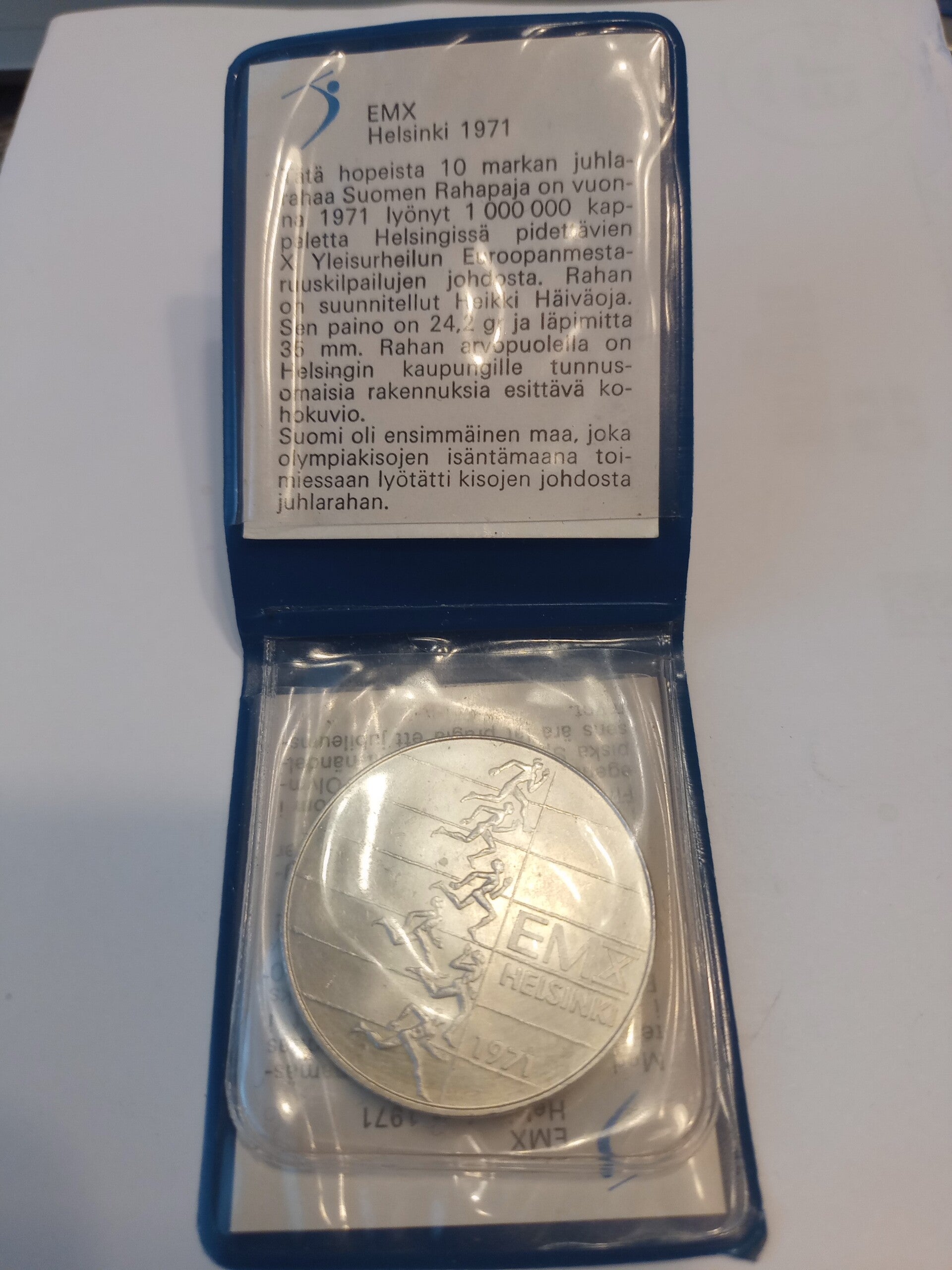 FINLAND *10 markka* Commemorative Silver Coin *1971-FINLAND -EMX - European Athletics Championships HELSINKI - Memory coin