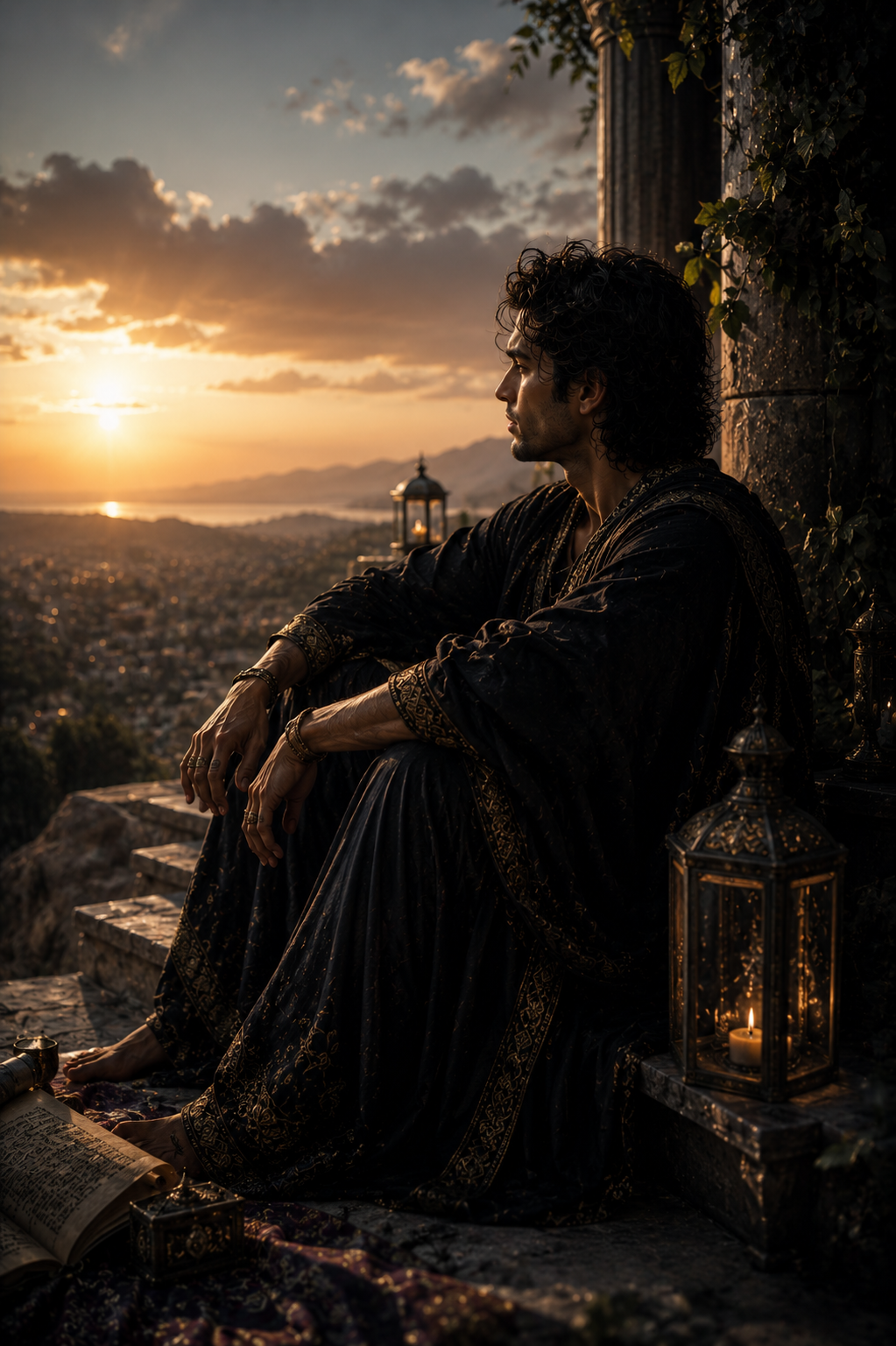 Man sitting in peaceful reflection at sunset symbolizing inner truth, silence, and spiritual clarity beyond appearance