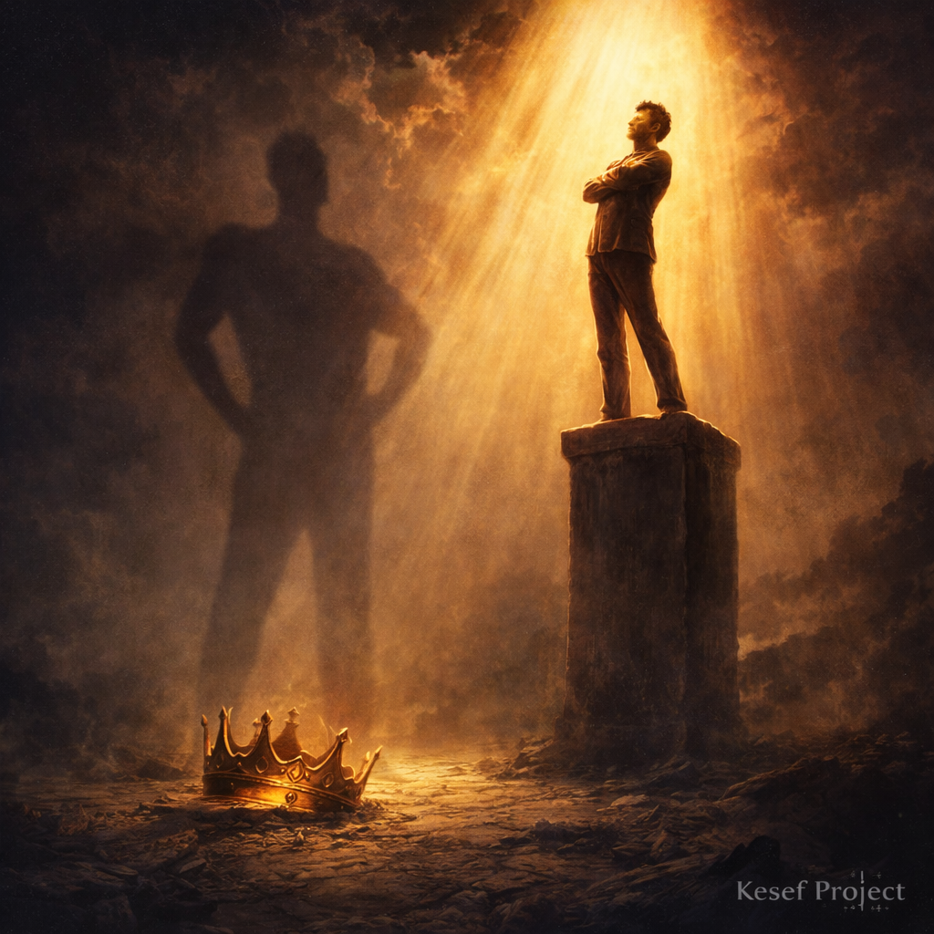 ymbolic image of human pride and self-exaltation exposed under divine authority.