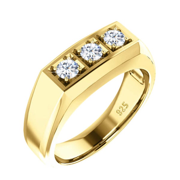0.9 Karaat Moissanite Diamant Heren Ring