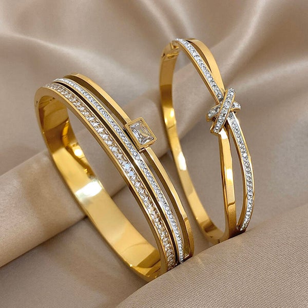 Rvs Zirkonia Manchet Armbanden