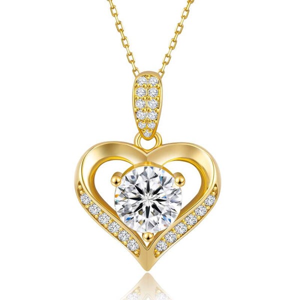 1 Ct Lab Grown Moissanite Bloem Hart Ketting