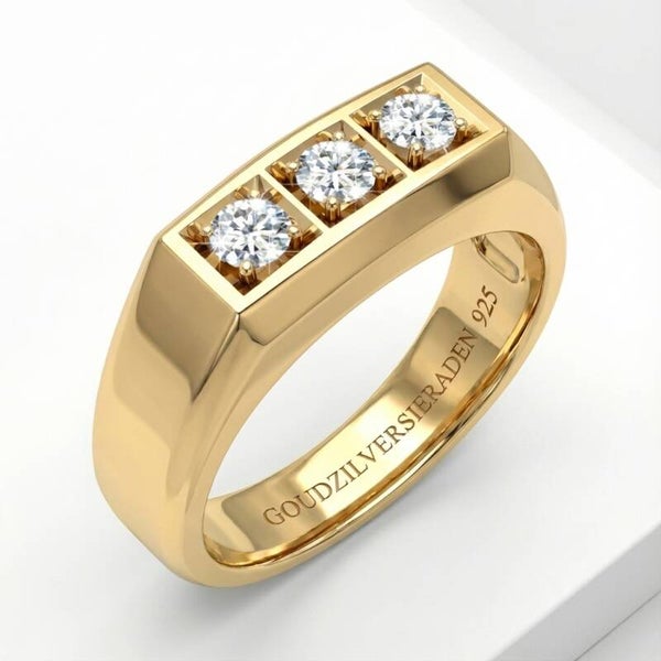 0.9 Karaat Moissanite Diamant Heren Ring