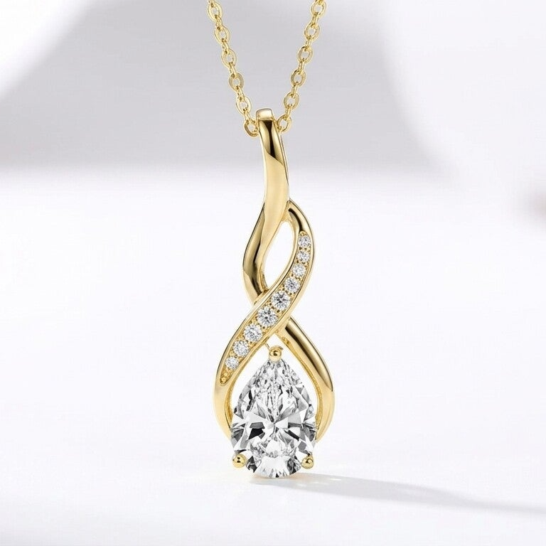 2 Ct Lab Grown Moissanite Peer Pendel Ketting