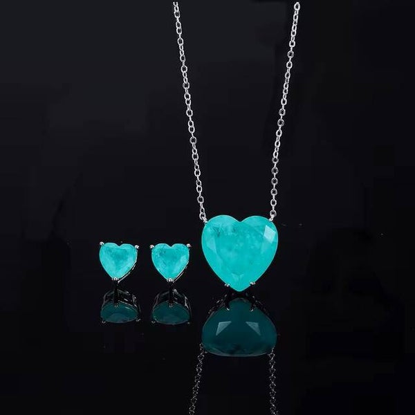 Toermalijn Edelsteen Heart Shaped Zilver Set