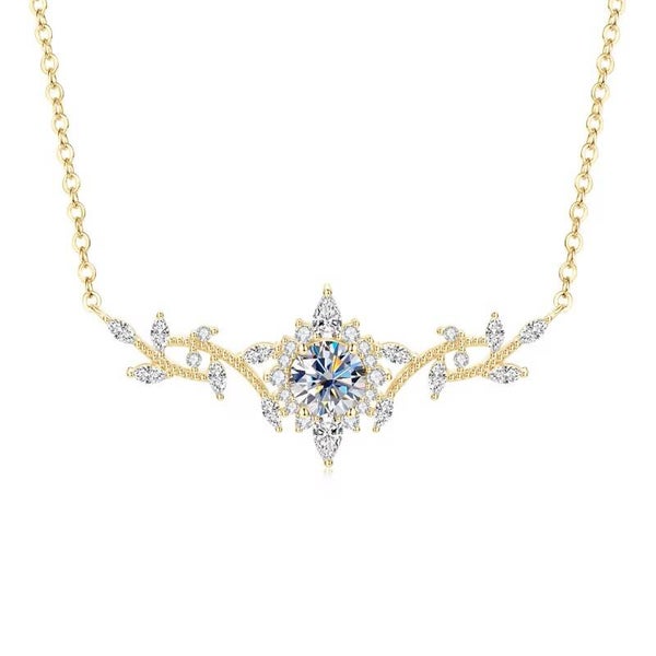 1 Ct Moissanite Bloemenblad Ketting