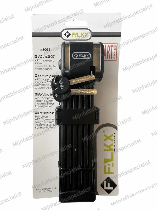 FALKX Kross Vouwslot – ART Gekeurd – 95 cm – Inclusief 2 Sleutels & Framehouder
