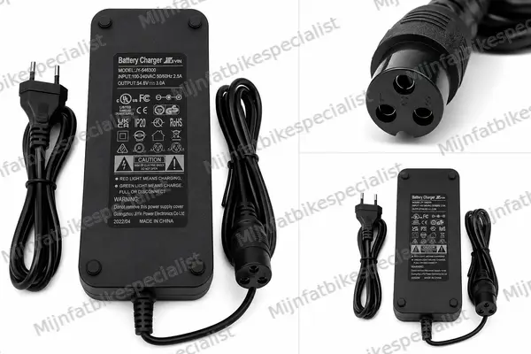 48V Fatbike Acculader 54.6V 2A – 3-Pins Connector – Geschikt voor QMWHEEL & OUXI