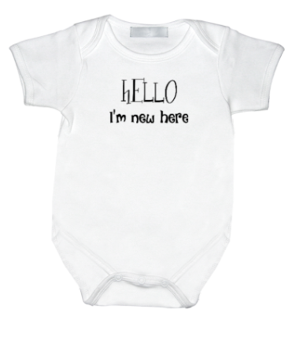 Romppertje met print: Hello I'm new here