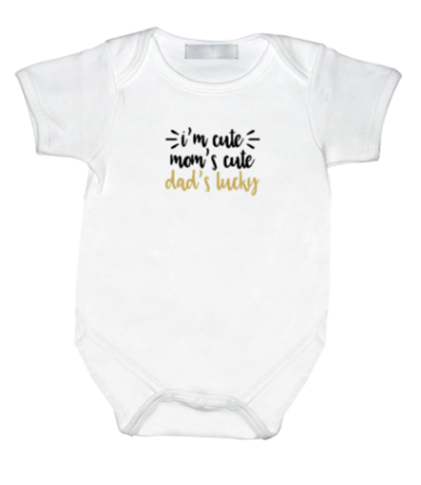 Rompertje met print: I'm cute, Mom's cute