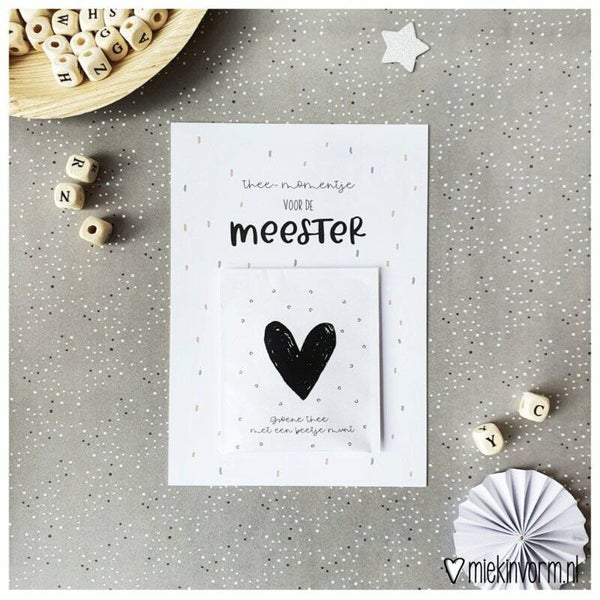 Kaart + theezakje voor de Meester