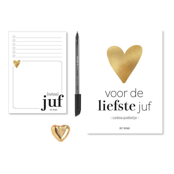 Kado setje  Hart Voor de liefste Juf